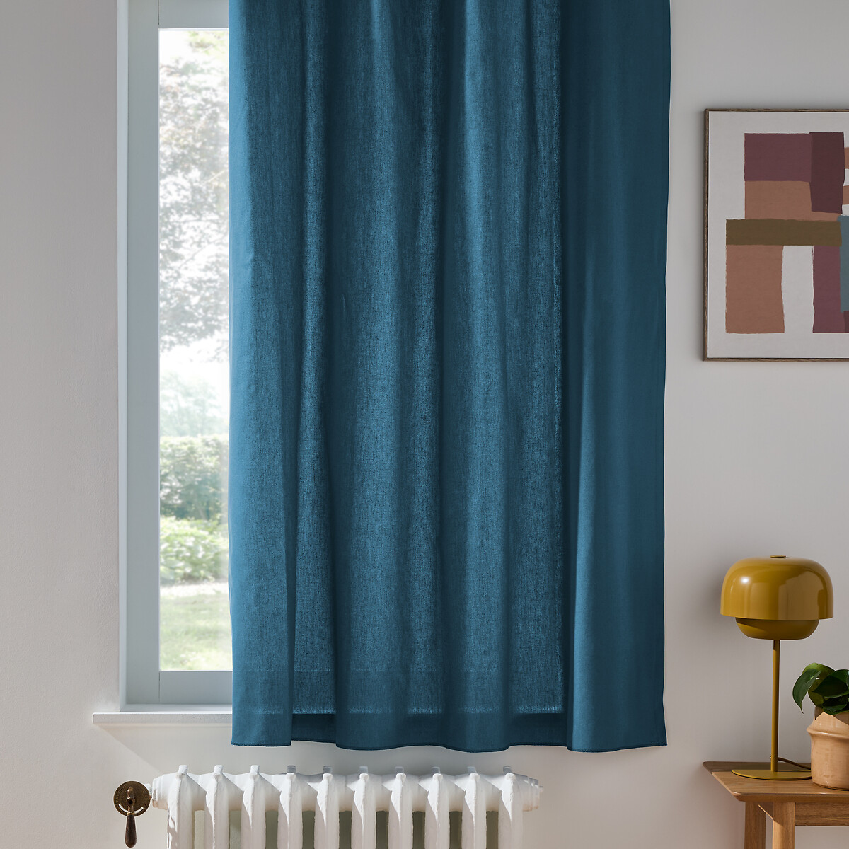 Rideau radiateur œillets pur coton, Scenario bleu de prusse, LA REDOUTE INTERIEURS