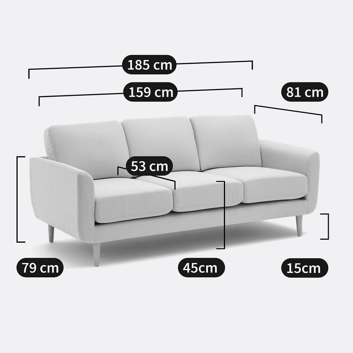 3-Sitzer-Sofa aus Polyester und Baumwolle, Jimi dunkelblau, LA REDOUTE INTERIEURS