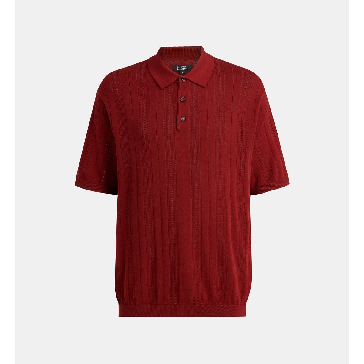 Polo tolico maille pointelle coton rouge foncé, GALERIES LAFAYETTE