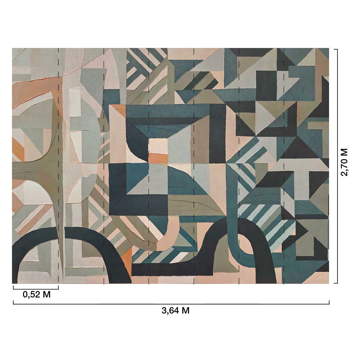 Papier peint Structure géométrique nude & ardoise bleu, HEXOA
