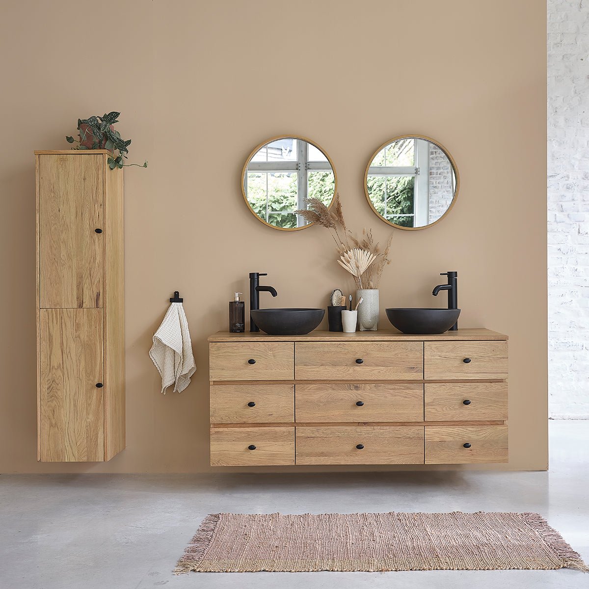 Colonne de salle de bain en chêne ERNEST naturel, BERAH GETAH
