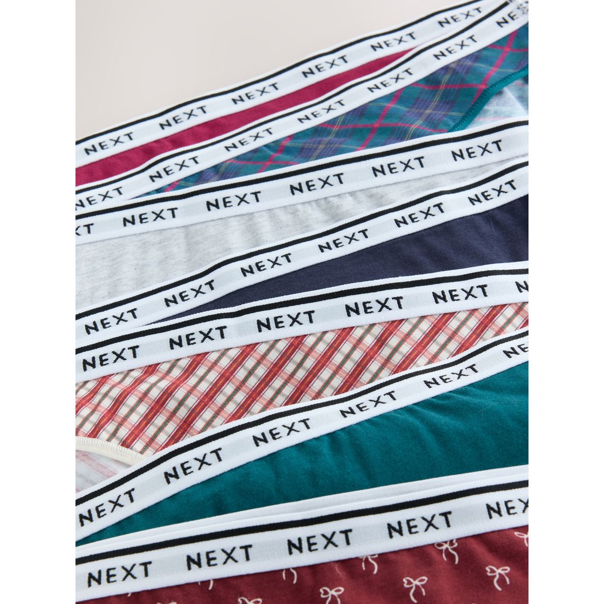 Culotte en coton à logo, lot de 7 nœuds rouges/carreaux marine, NEXT