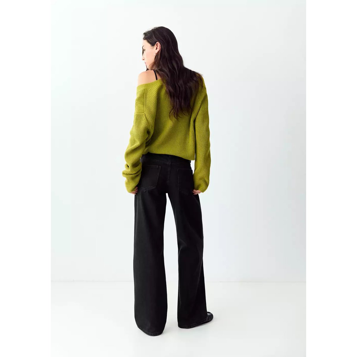 Jean taille basse avec œillets à la ceinture black denim, MANGO TEEN