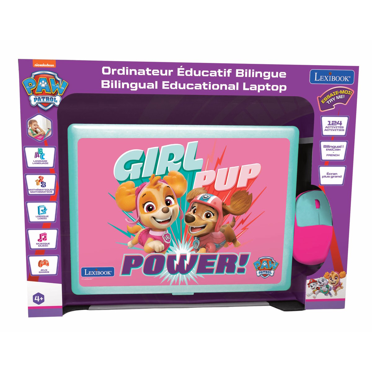 Ordinateur portable éducatif La Pat Patrouille - Français/Anglais rose, LEXIBOOK