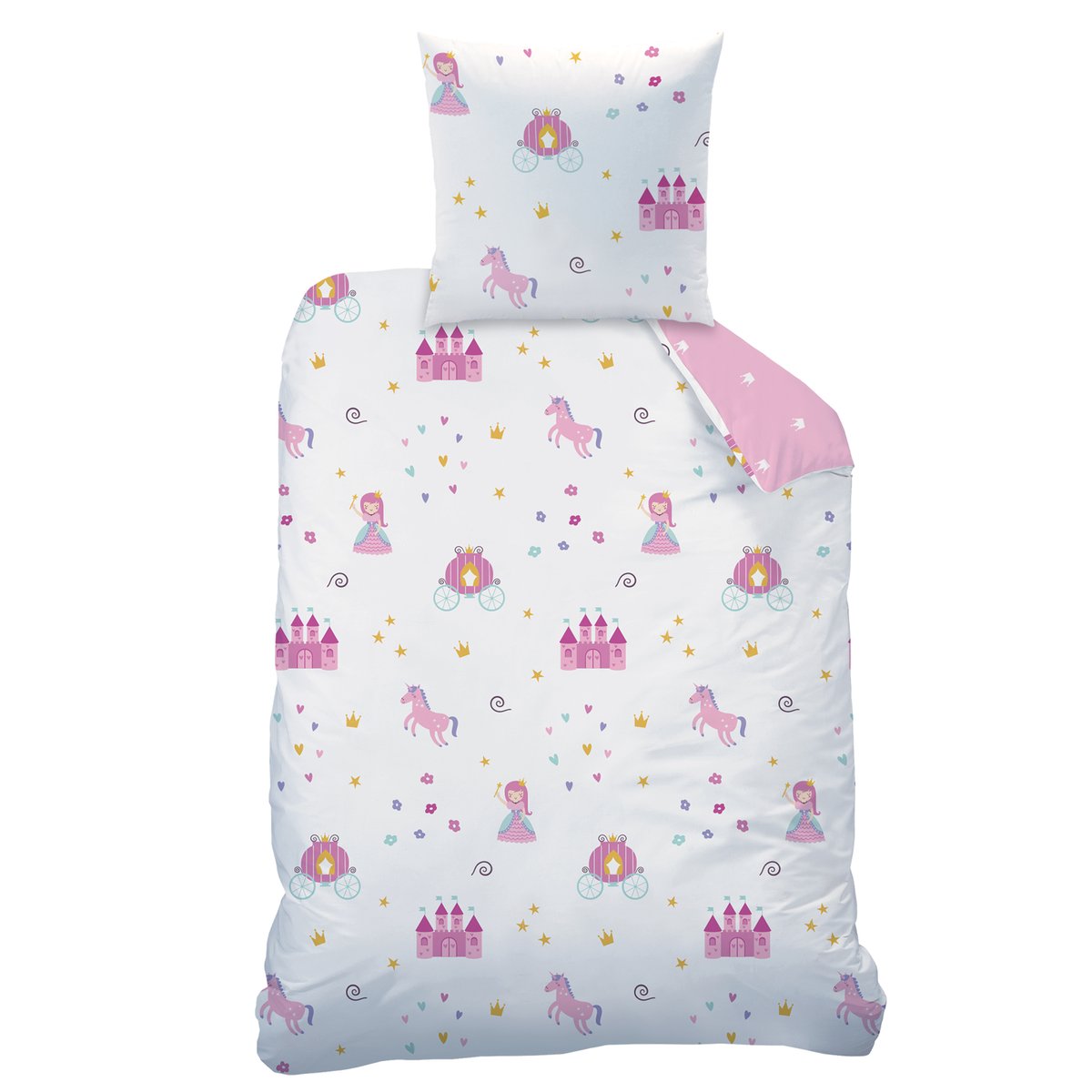 Parure de lit imprimée 100% coton, MERVEILLE rose, MATT ET ROSE