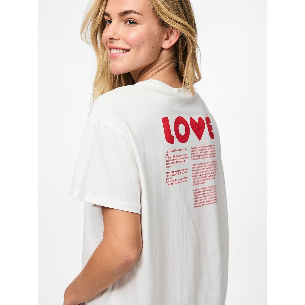 T-Shirt mit Pailletten-Motiv weiss, PIECES