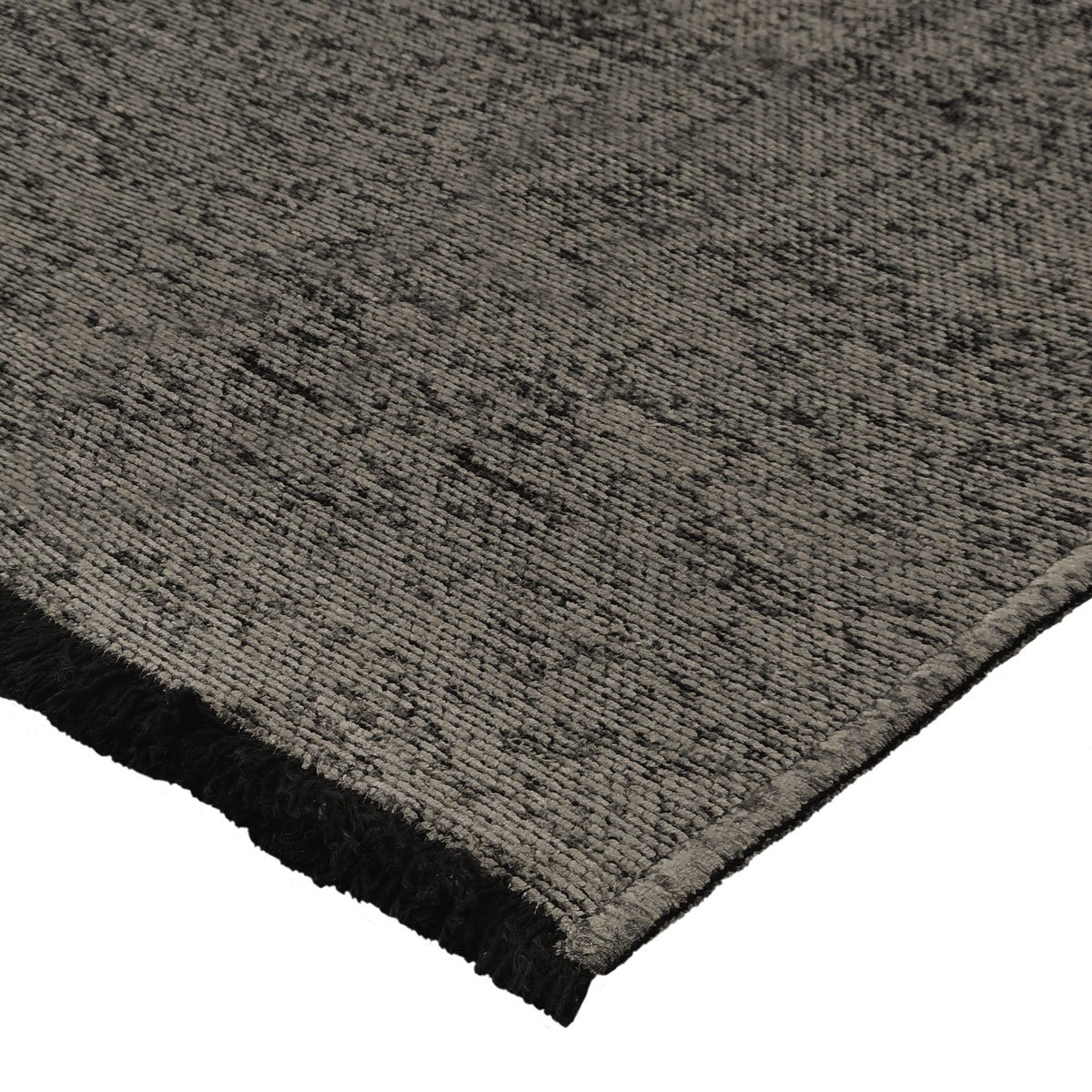 Tapis en coton et polyester lavable tissé plat  VENICE anthracite, THE DECO FACTORY