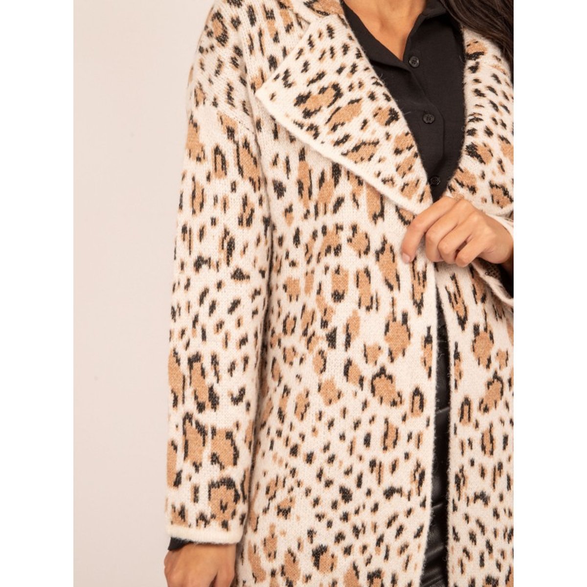 Gilet Long Motifs Kitay beige, DONA LISA