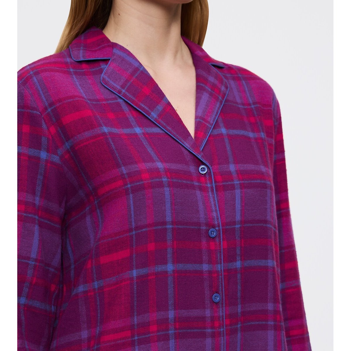 Boyfriend Nightshirt blue checked/burgundy, TRIUMPH