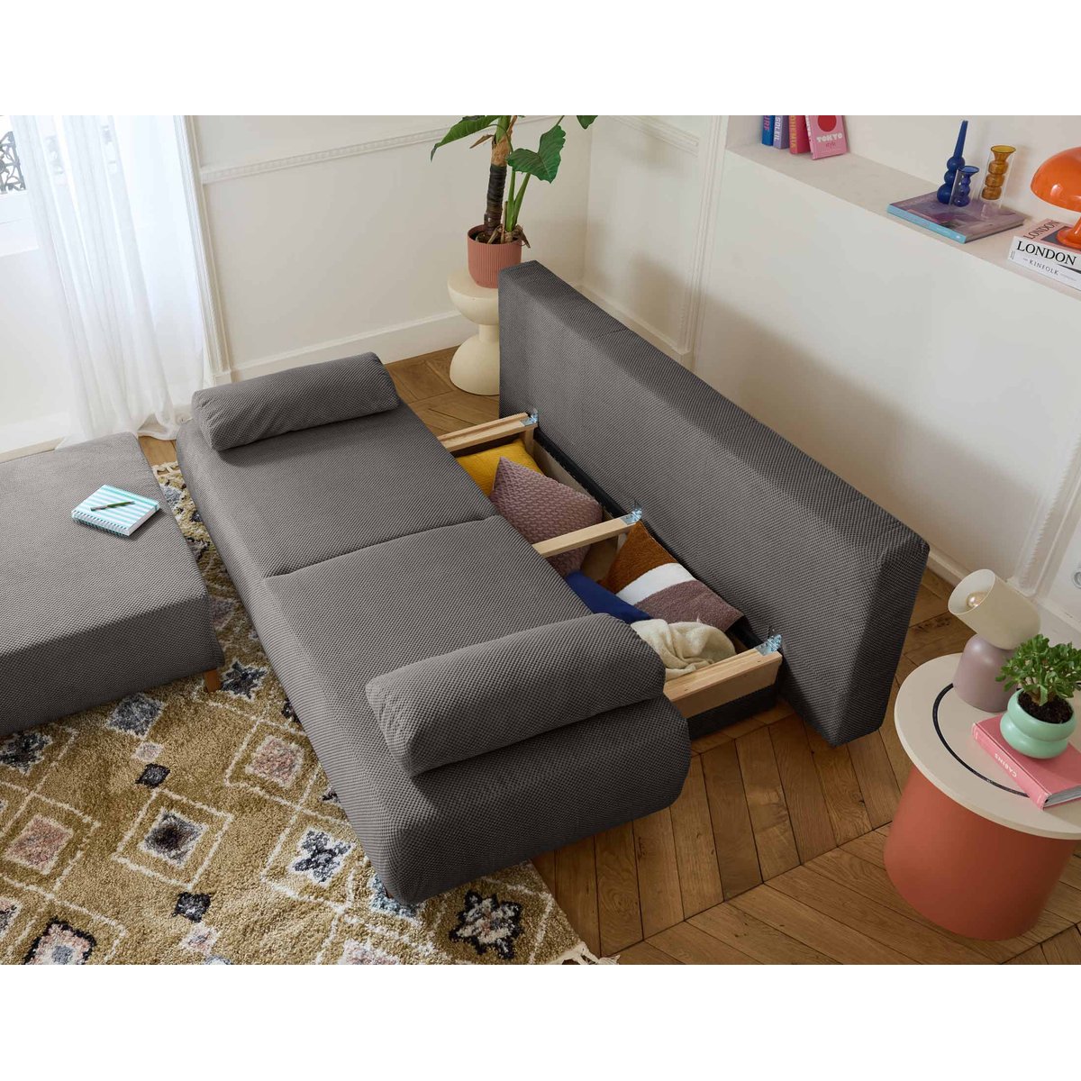 Canapé Convertible 4 places - CRISTAL gris foncé, BEST MOBILIER