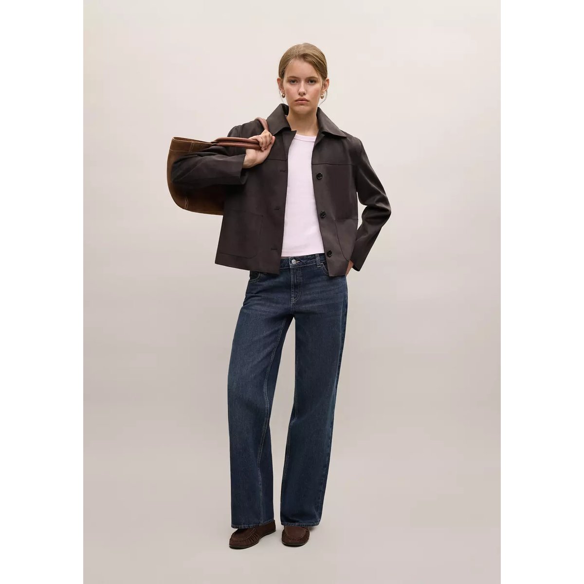 Veste col chemise à boutons chocolat, MANGO TEEN