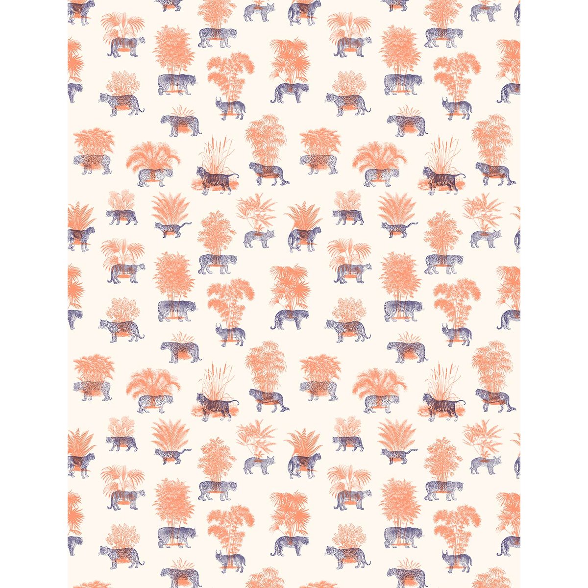 Papier peint tigre en toile de jouy intissé, HEXOA