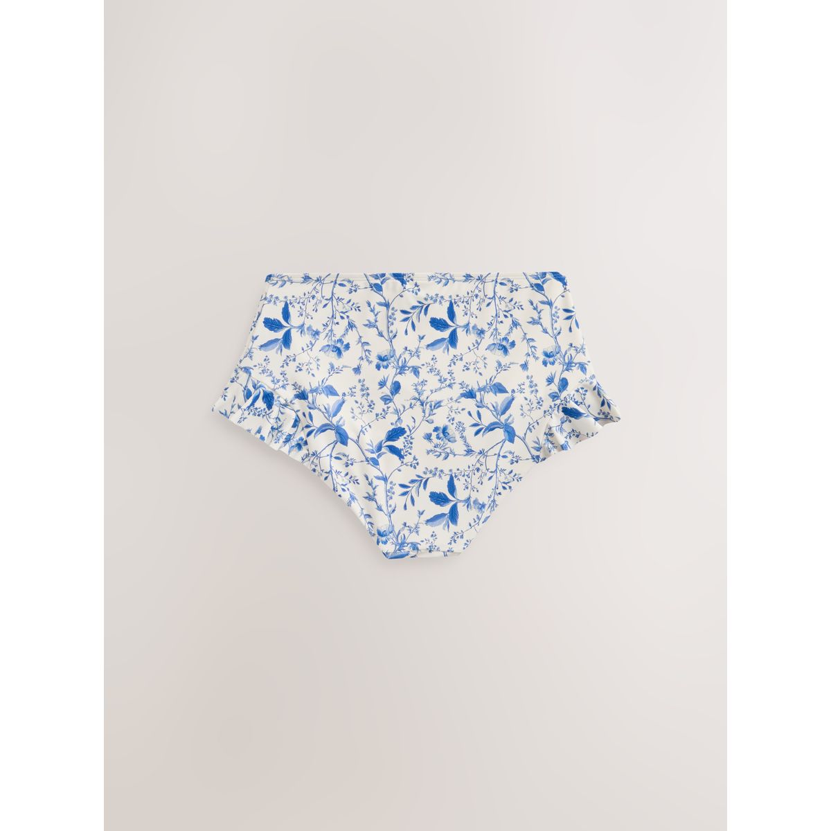 Bas bikini taille haute volants crème/bleu à petits motifs floraux, NEXT
