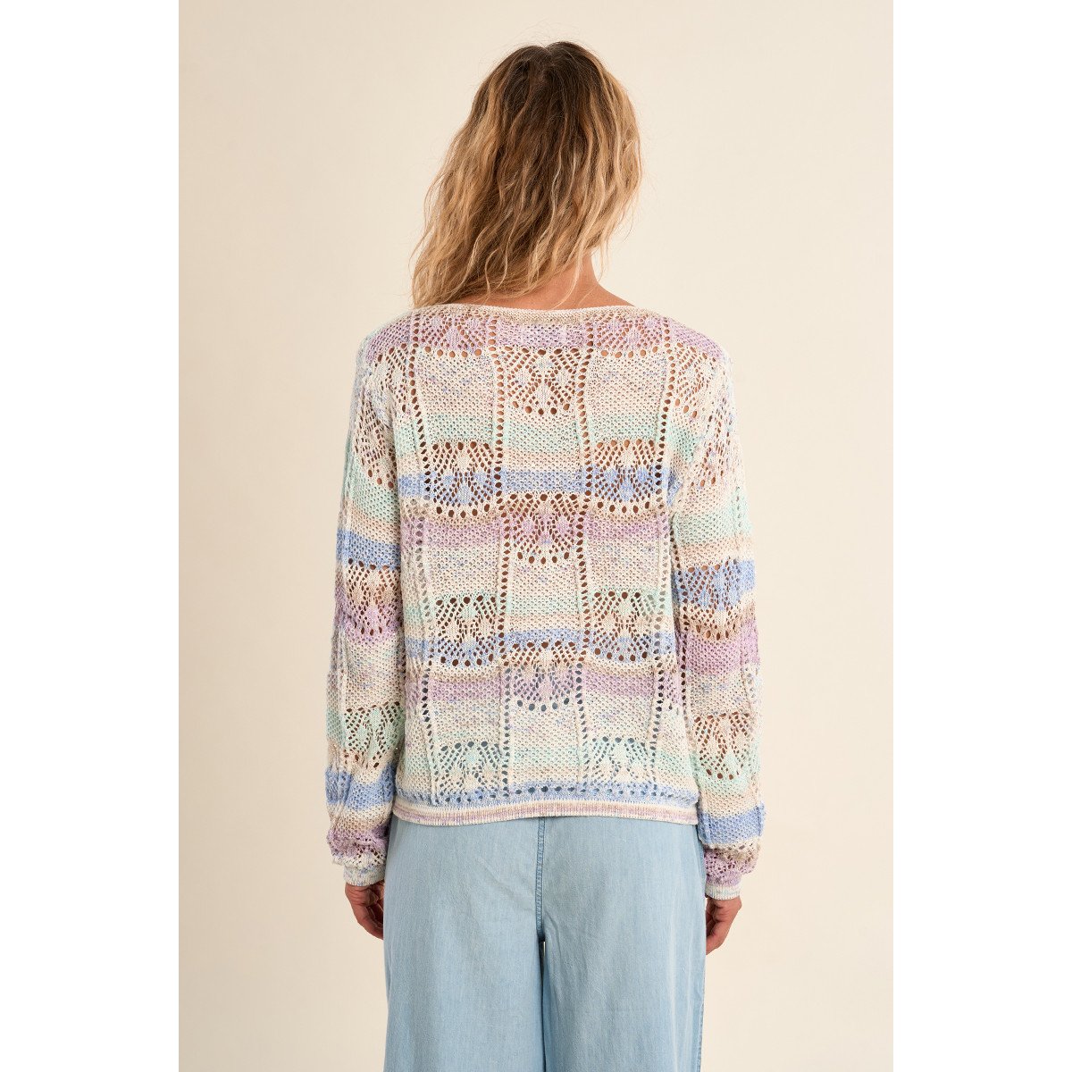 Pull en maille rayé mauve, MOLLY BRACKEN