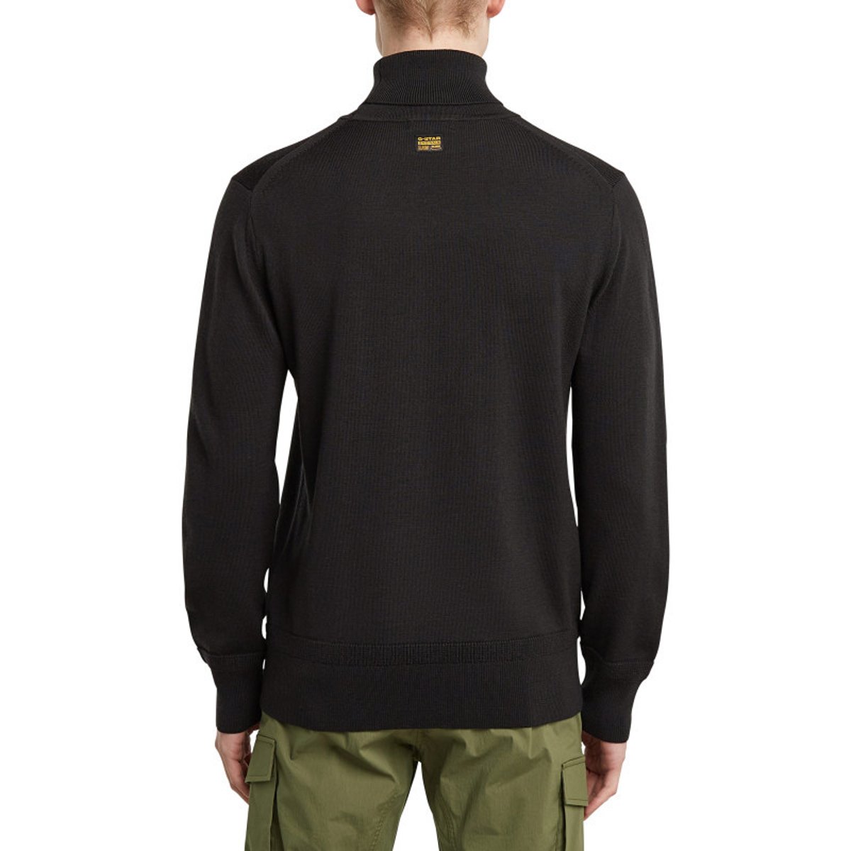Pull en laine noir uni avec une coupe droite et logo iconique noir, G-Star RAW