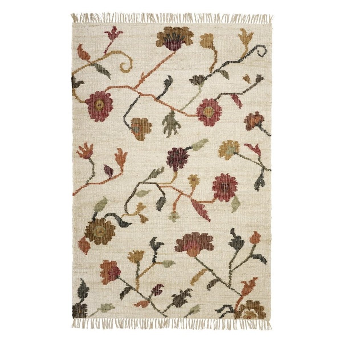 Tapis jute coton tissé main floral multicolore, MADAM STOLTZ