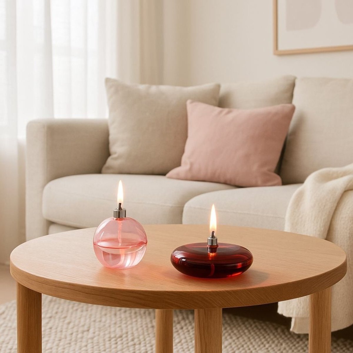 Lampe à huile sphère en verre soufflé 13cm rose, BAZAR DE LUXE