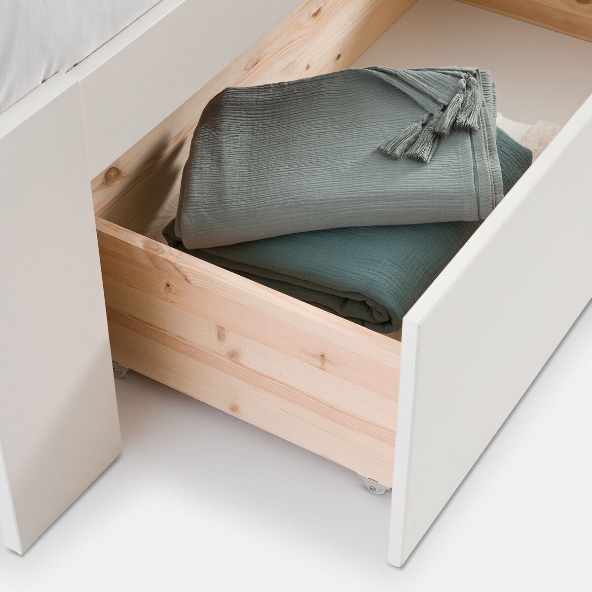 Bed met lattenbodem, lades en nachtkastjes, Konni wit, LA REDOUTE INTERIEURS