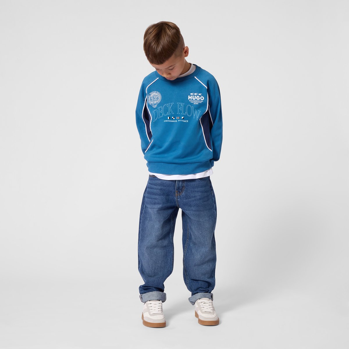 Pantalon en denim dble stone+brossage, HUGO KIDSWEAR