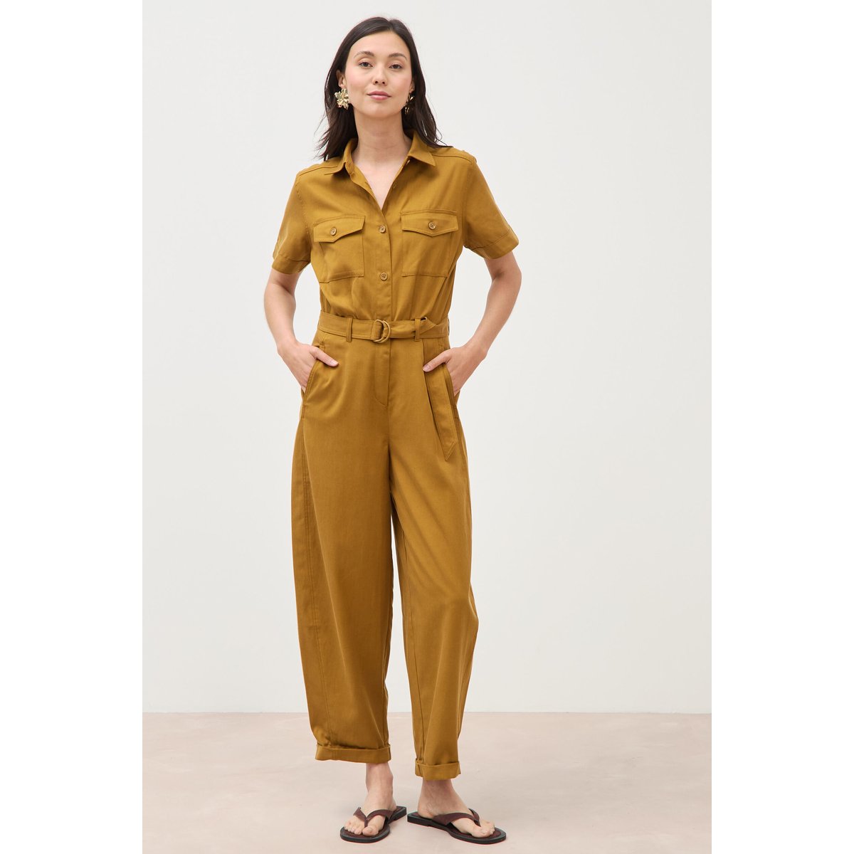 Combinaison salopette col américain vert olive, BONOBO
