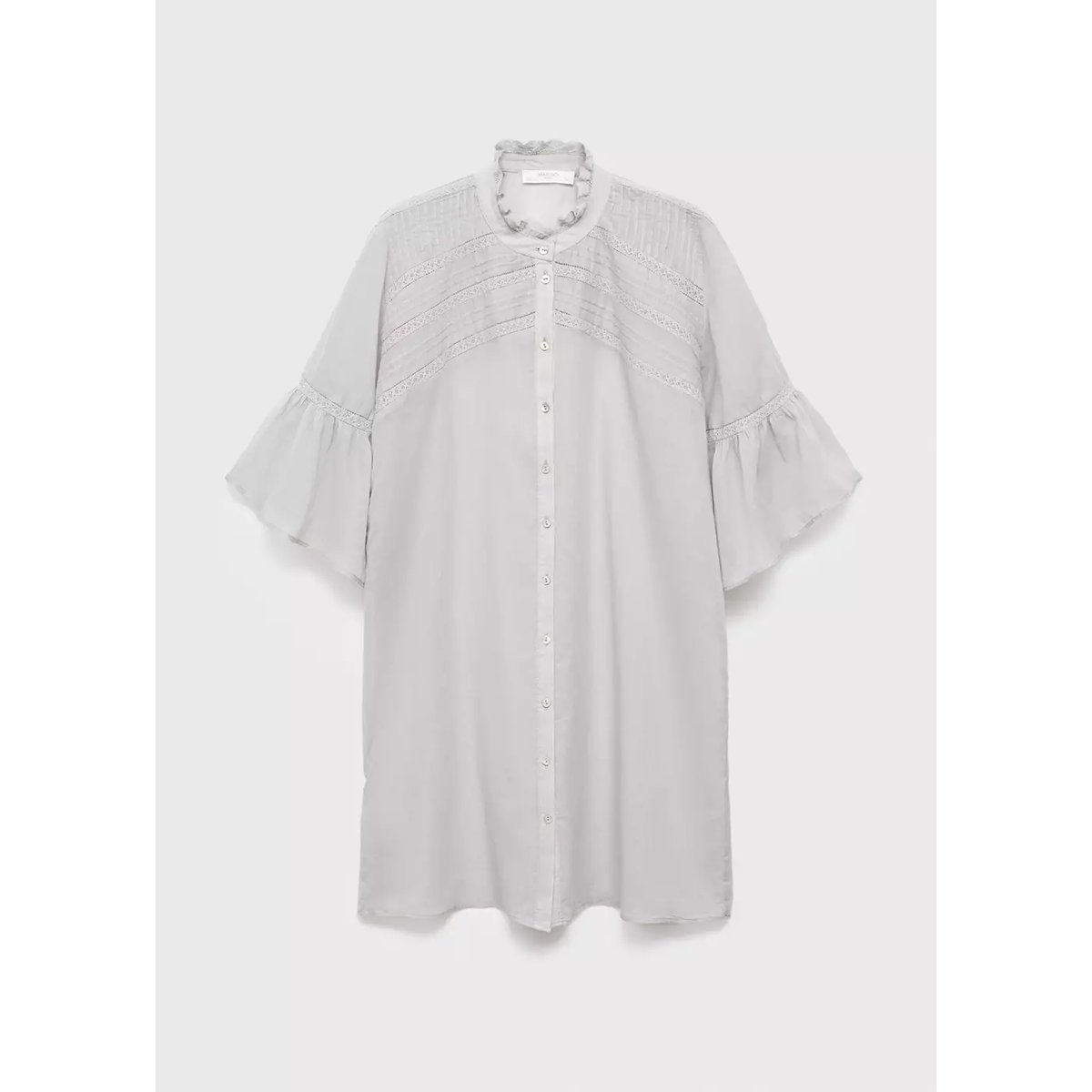 Chemise de nuit coton manches courtes gris clair/pastel, MANGO