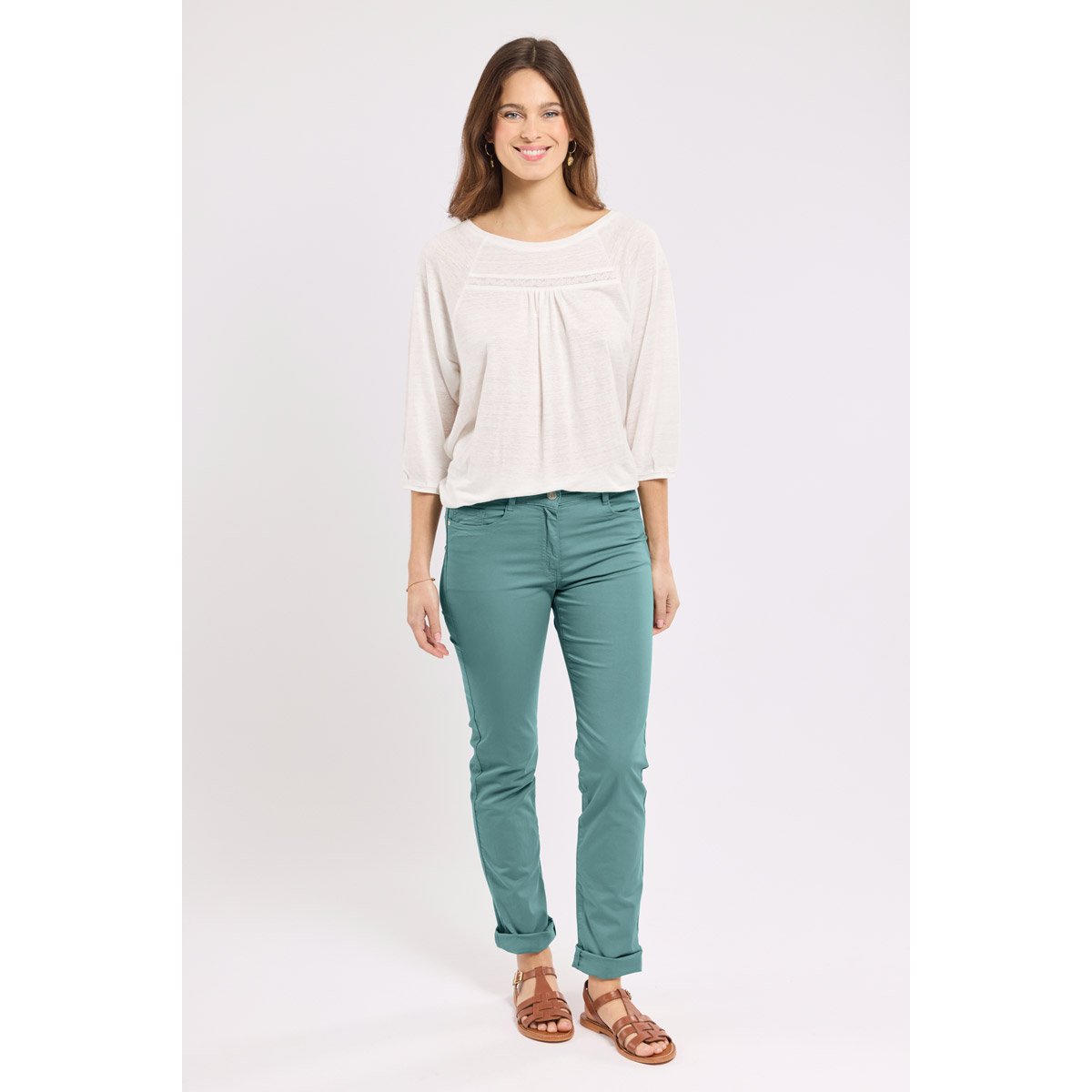 Pantalon coupe droite en coton silver pine, ARMOR-LUX