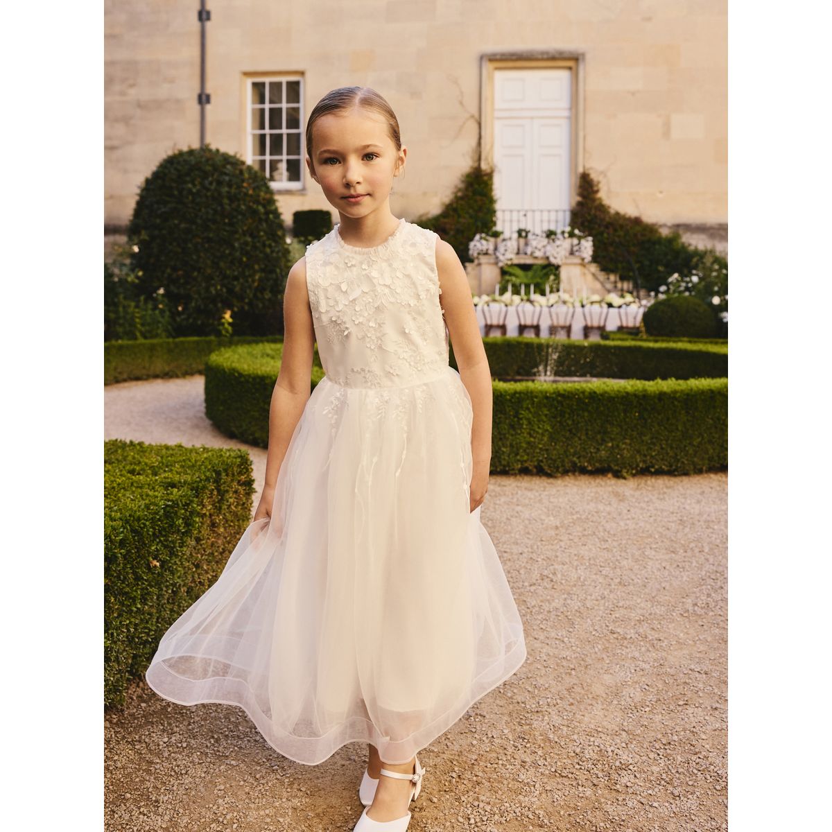 Robe à nœud avec fleurs brodées blanc, NEXT
