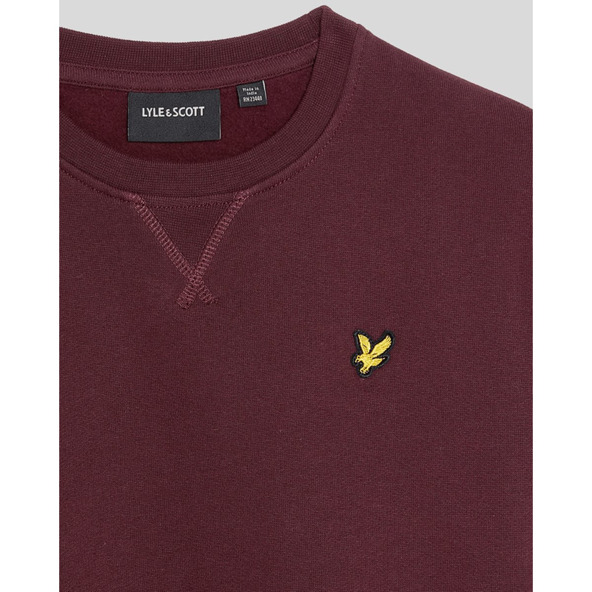 Sweat-shirt col rond classique rouge bordeaux, LYLE & SCOTT