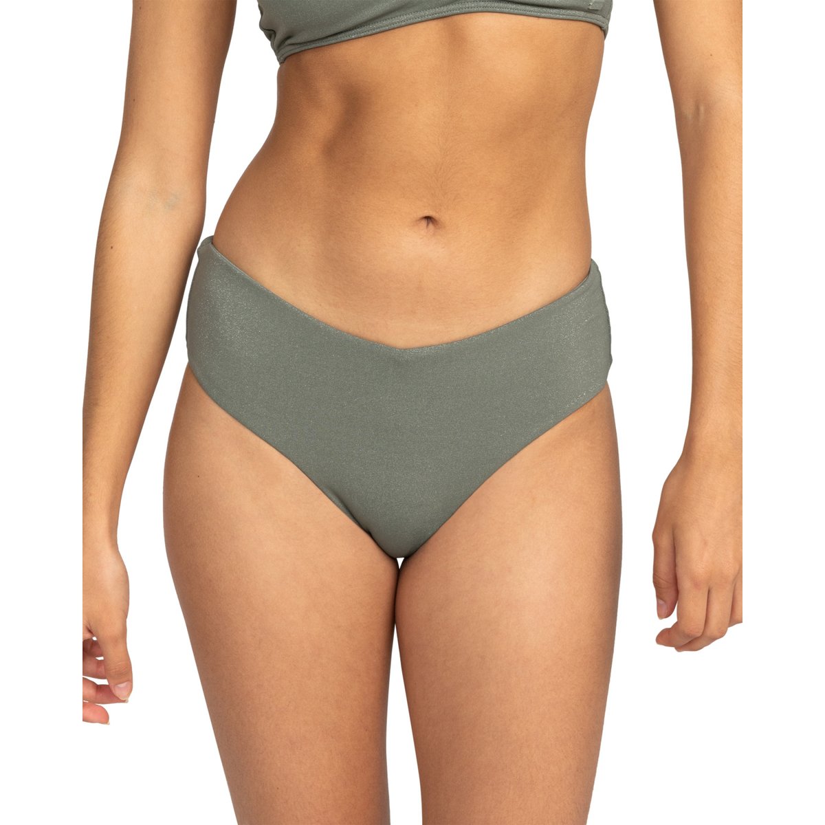 Bas de maillot de bain culotte bikini couvrance medium SHINY WAVE. vert agave green, ROXY