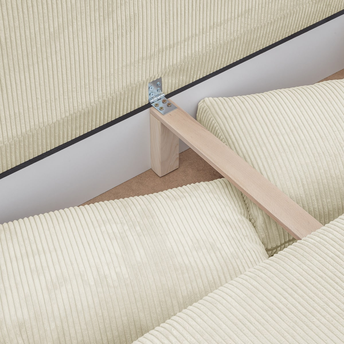 Canapé convertible 3 places en velours côtelé - LARIA beige, HOMIFAB