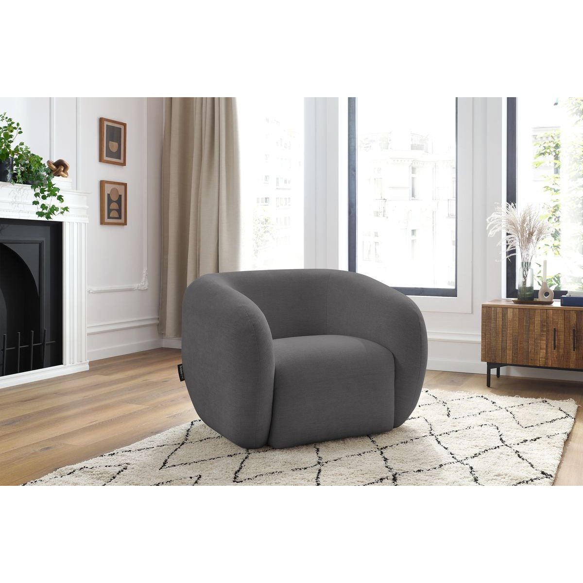 Fauteuil tissu, CELINE gris foncé, BOBOCHIC