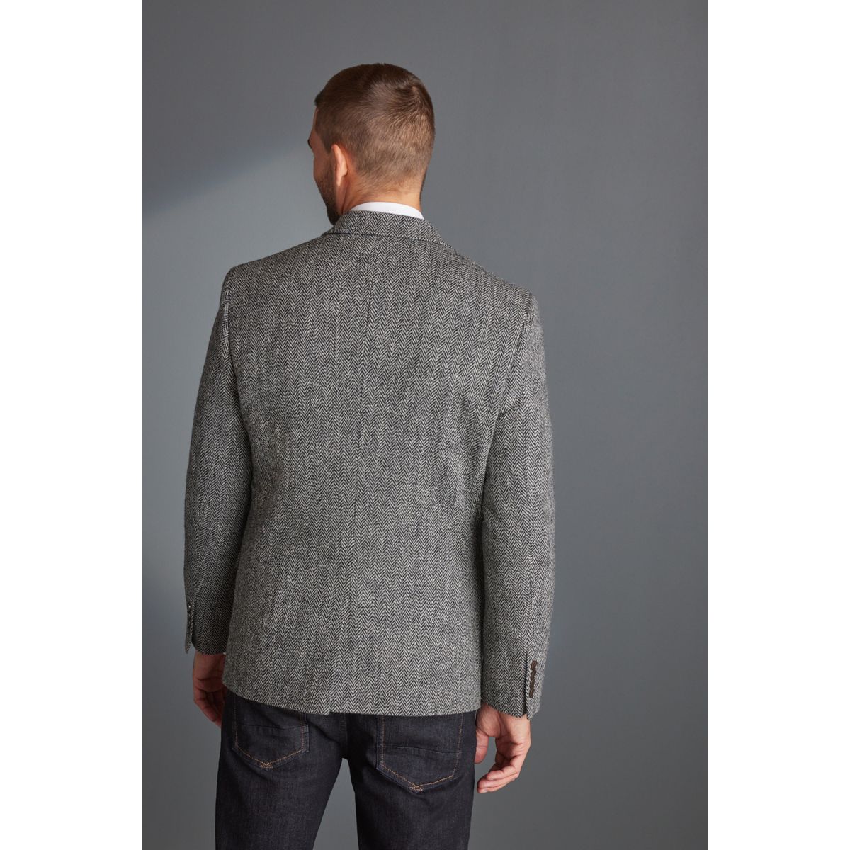 Blazer harris tweed à chevrons gris, NEXT