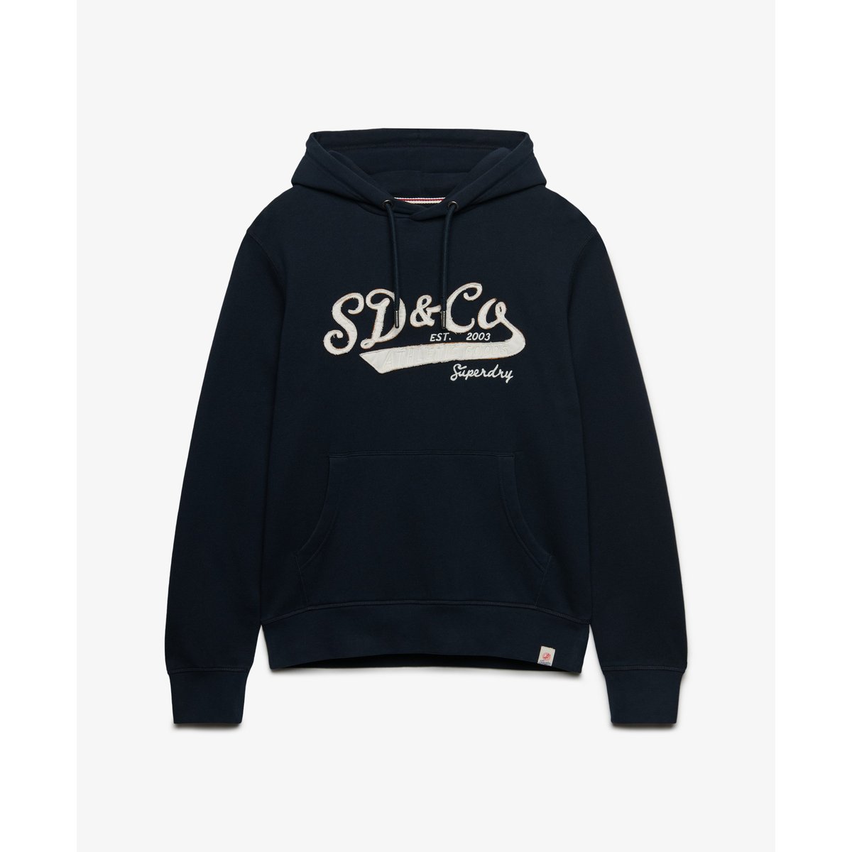 Sweat à capuche SD&Co Washed Embroidered coupe décontractée bleu marine éclipse, SUPERDRY