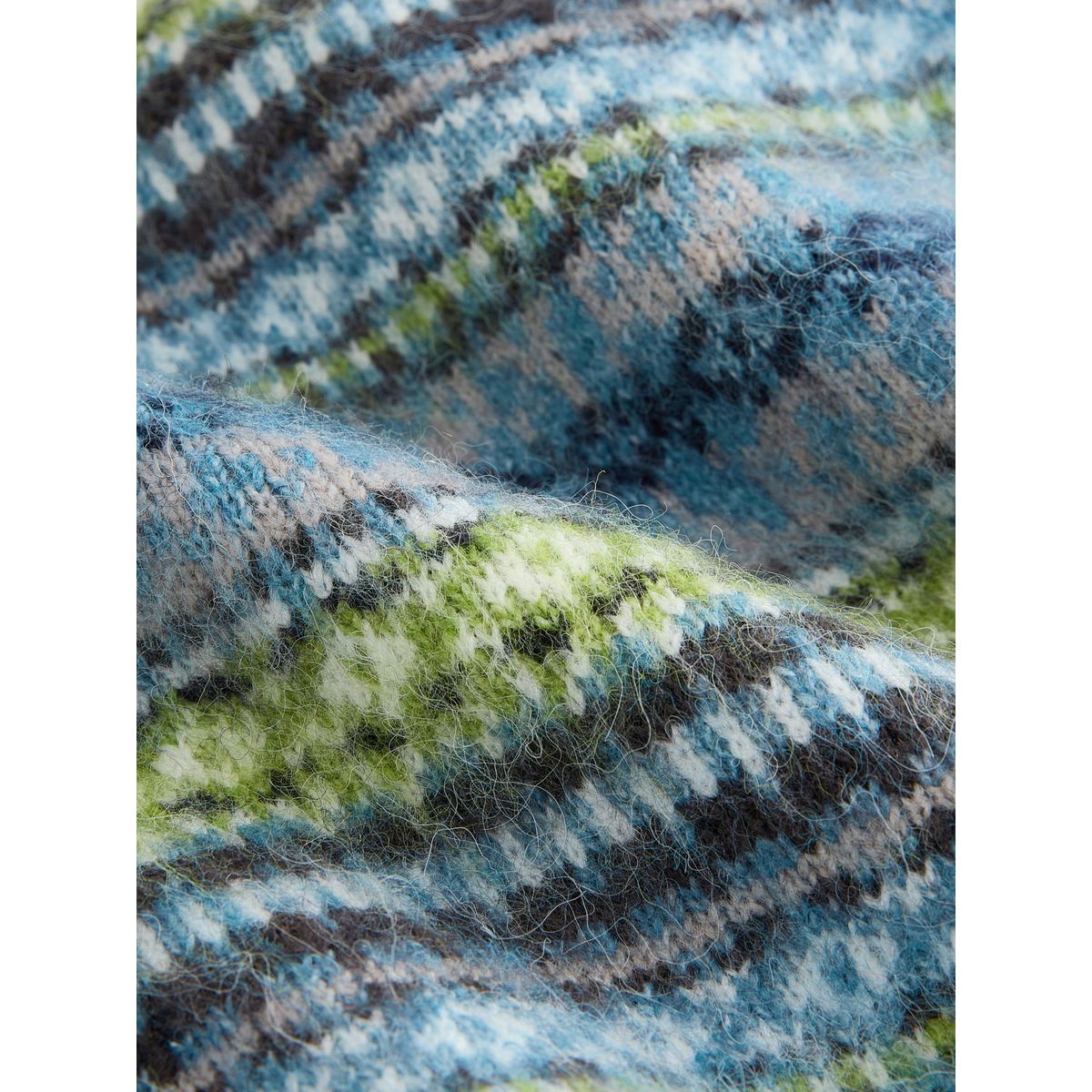 Cardigan à col v effet brossé bleu/vert fairisle, NEXT