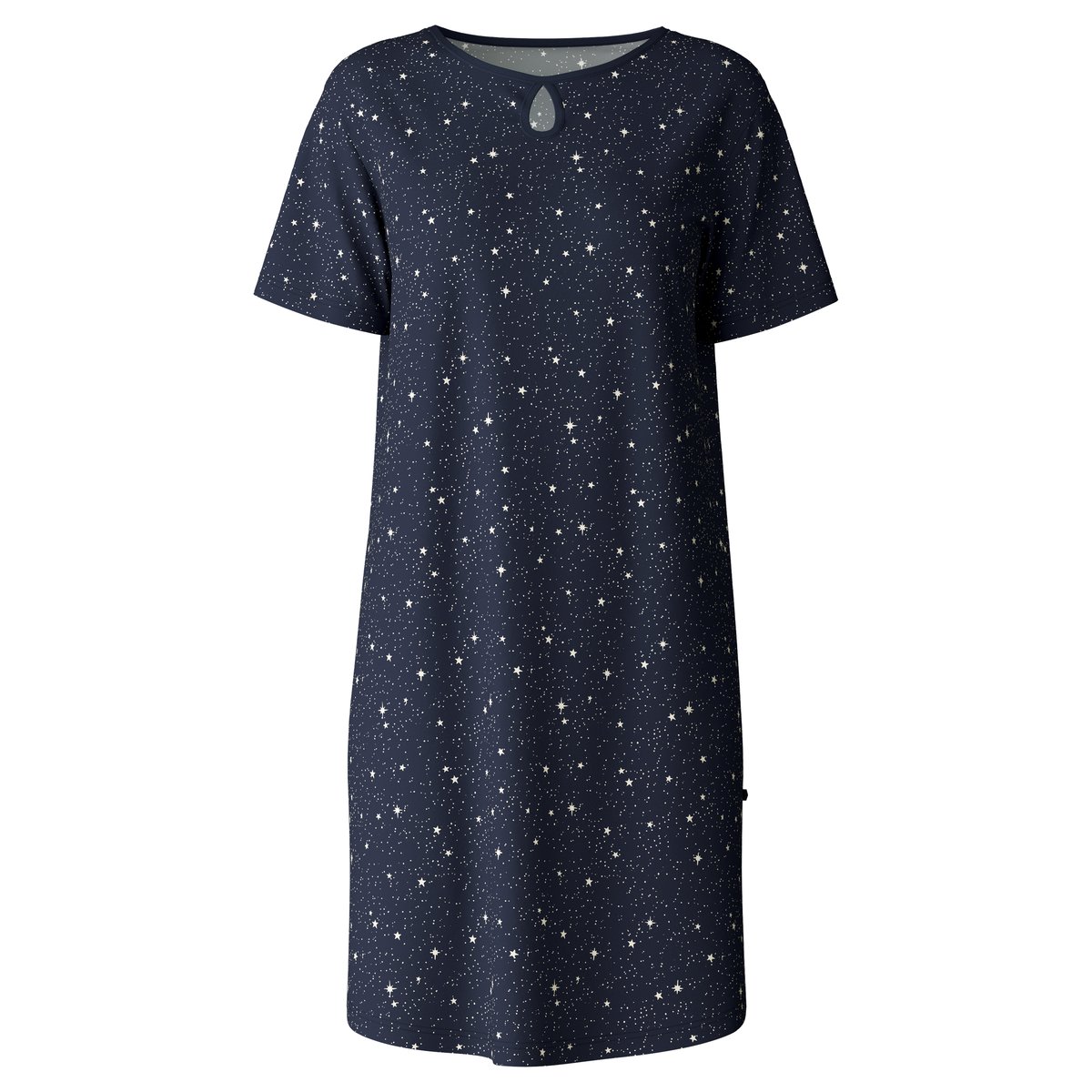 Chemise de nuit, longueur 90cm manches courtes Coton SWEET DREAMS bleu paon, CALIDA