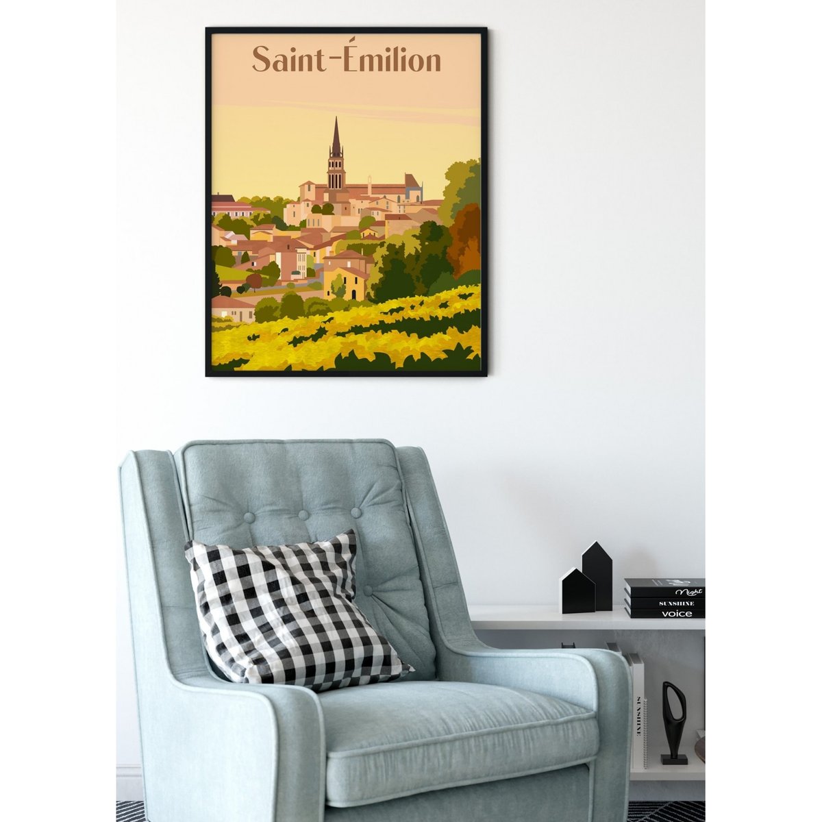 Affiche ville Saint-Émilion blanc, L'AFFICHERIE