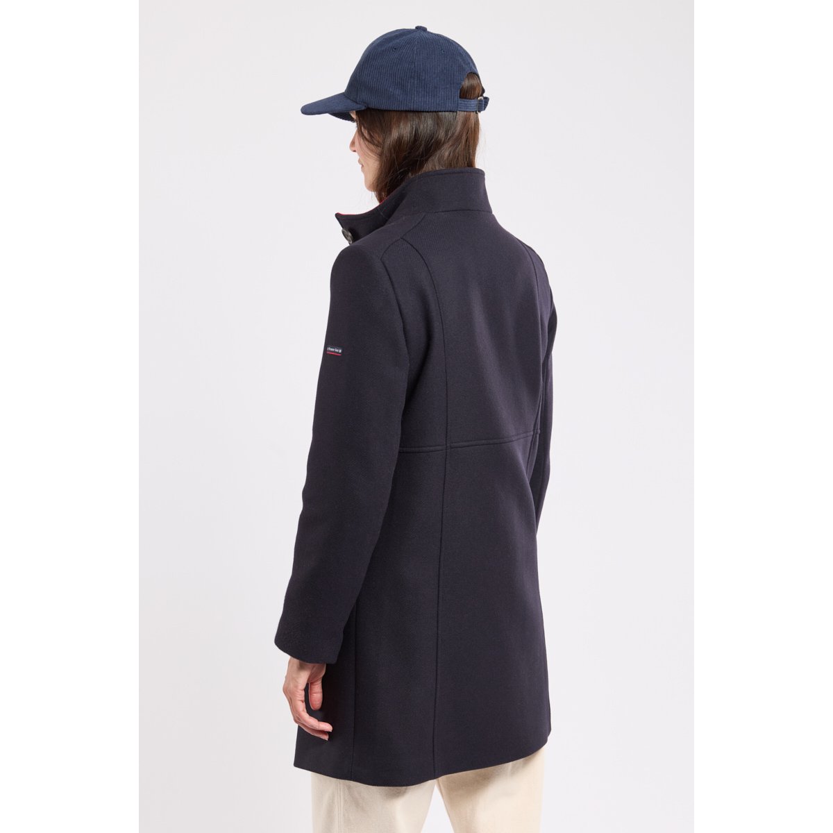 Manteau bi-colore en laine marine/rouge, ARMOR-LUX
