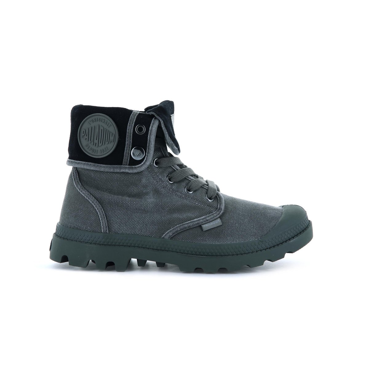 Baskets montantes à revers Baggy gris-anthracite, PALLADIUM