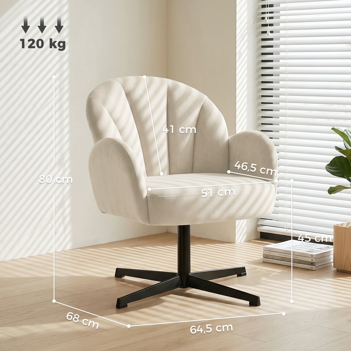 Accent Chair Velours (100 % polyester) Beige beige, HOMCOM