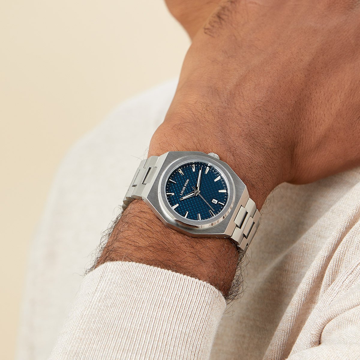 Montre Analogique  ERIC argenté bleu foncé argenté, LOUIS PION