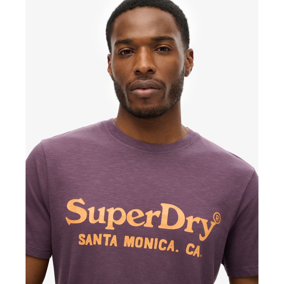 T-shirt classique à logo Venue violet suie flammé, SUPERDRY