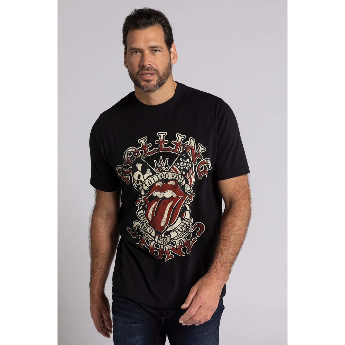 T-shirt,manchescourtes,RollingStones noir, JP1880
