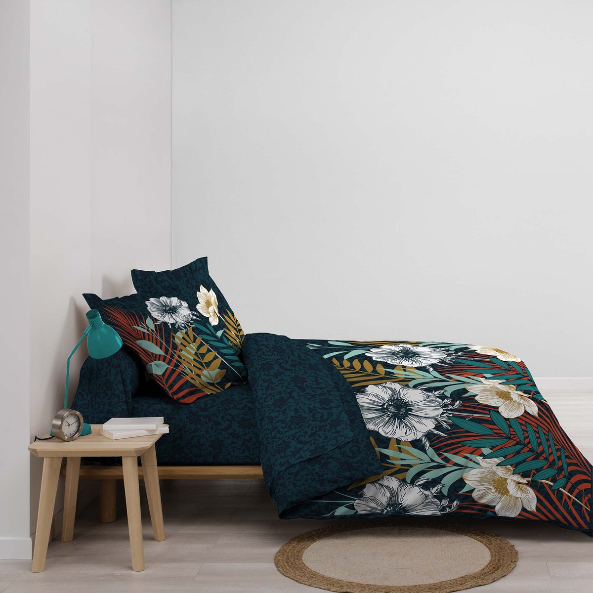 Housse de couette coton 6 pieces Fleur d'adison multicolore, EDEN