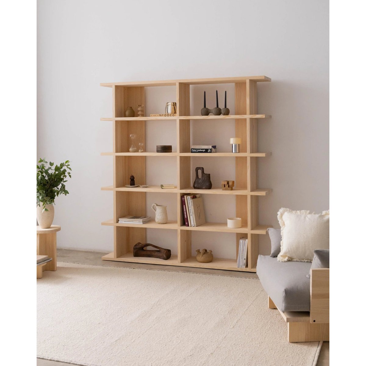Bibliothèque en pin massif non verni MONTGÓ 2x5 bois clair, NAAN FURNITURE