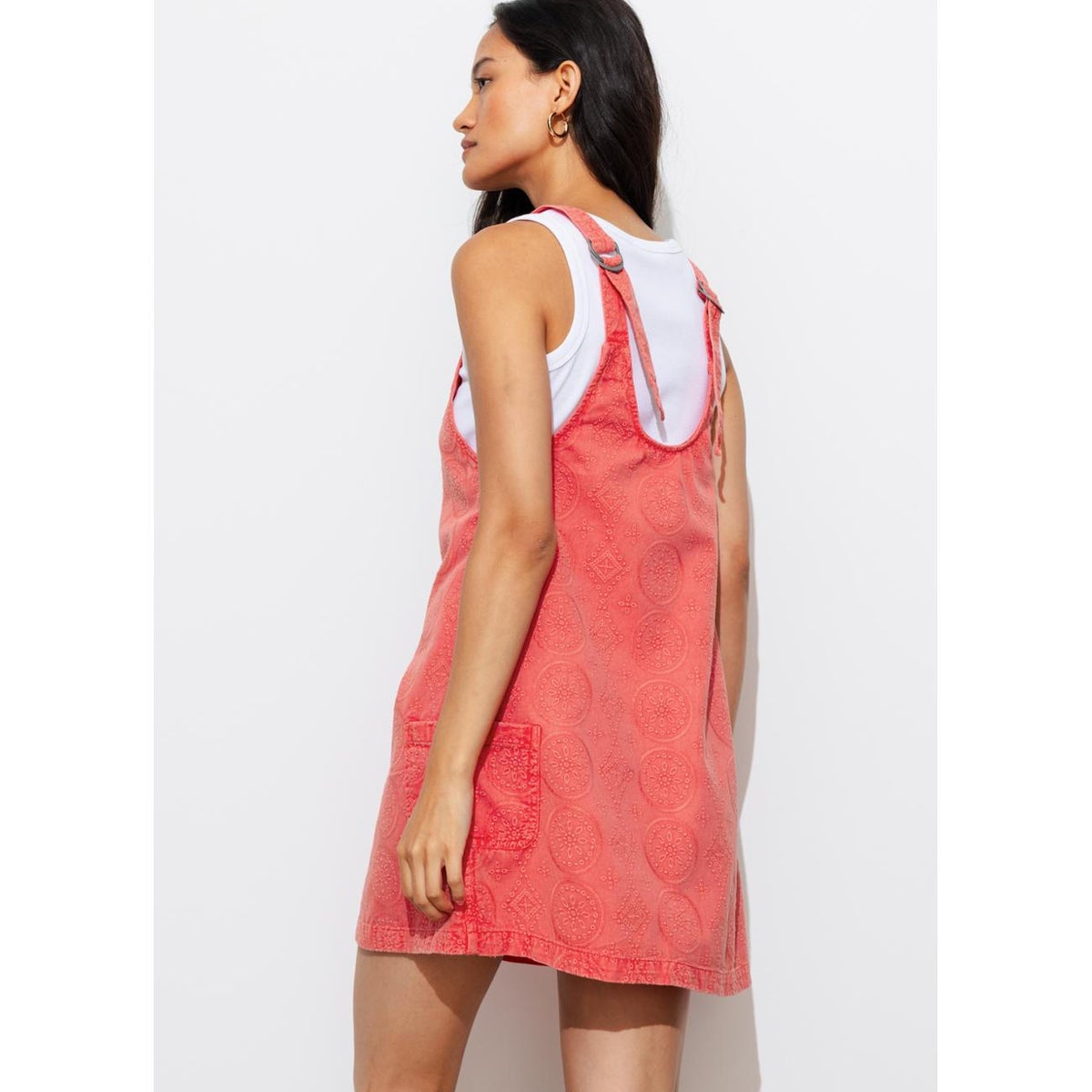 Robe salopette brodée rouge, PROMOD
