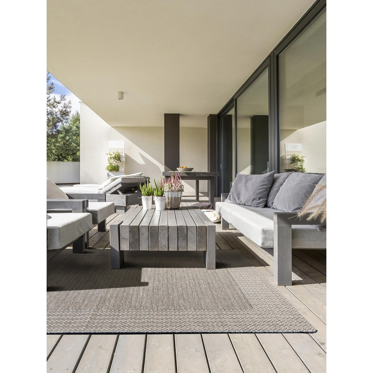 Tapis de couloir extérieur & intérieur RIVER beige/bleu, BENUTA