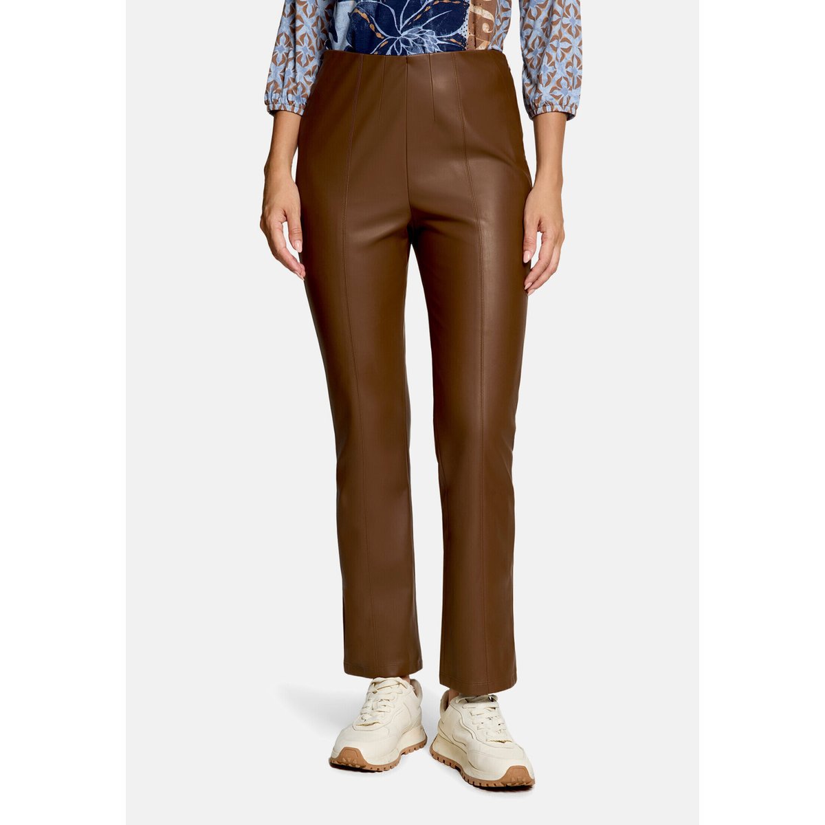 Leggings en similicuir coupe slim fit dark coffee, BETTY BARCLAY