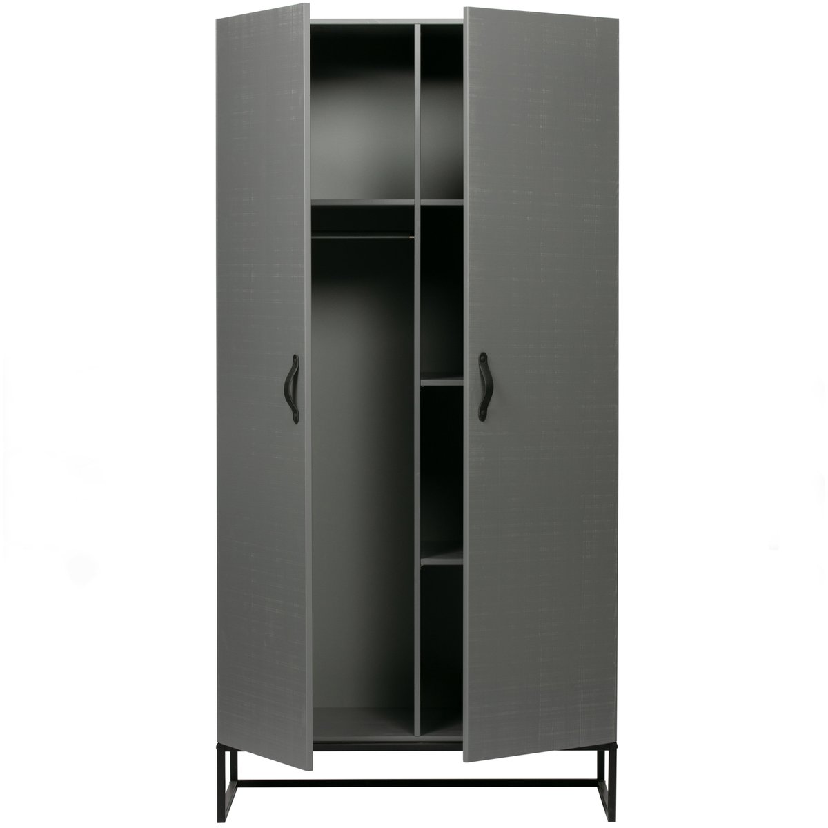 Armoire 2 portes en pin massif- MORRIS gris, WOOOD