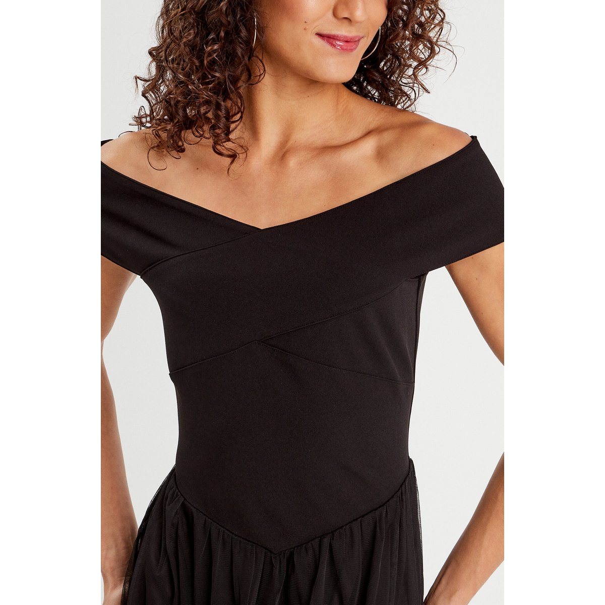 Robe midi bustier évasée noir, CACHE CACHE