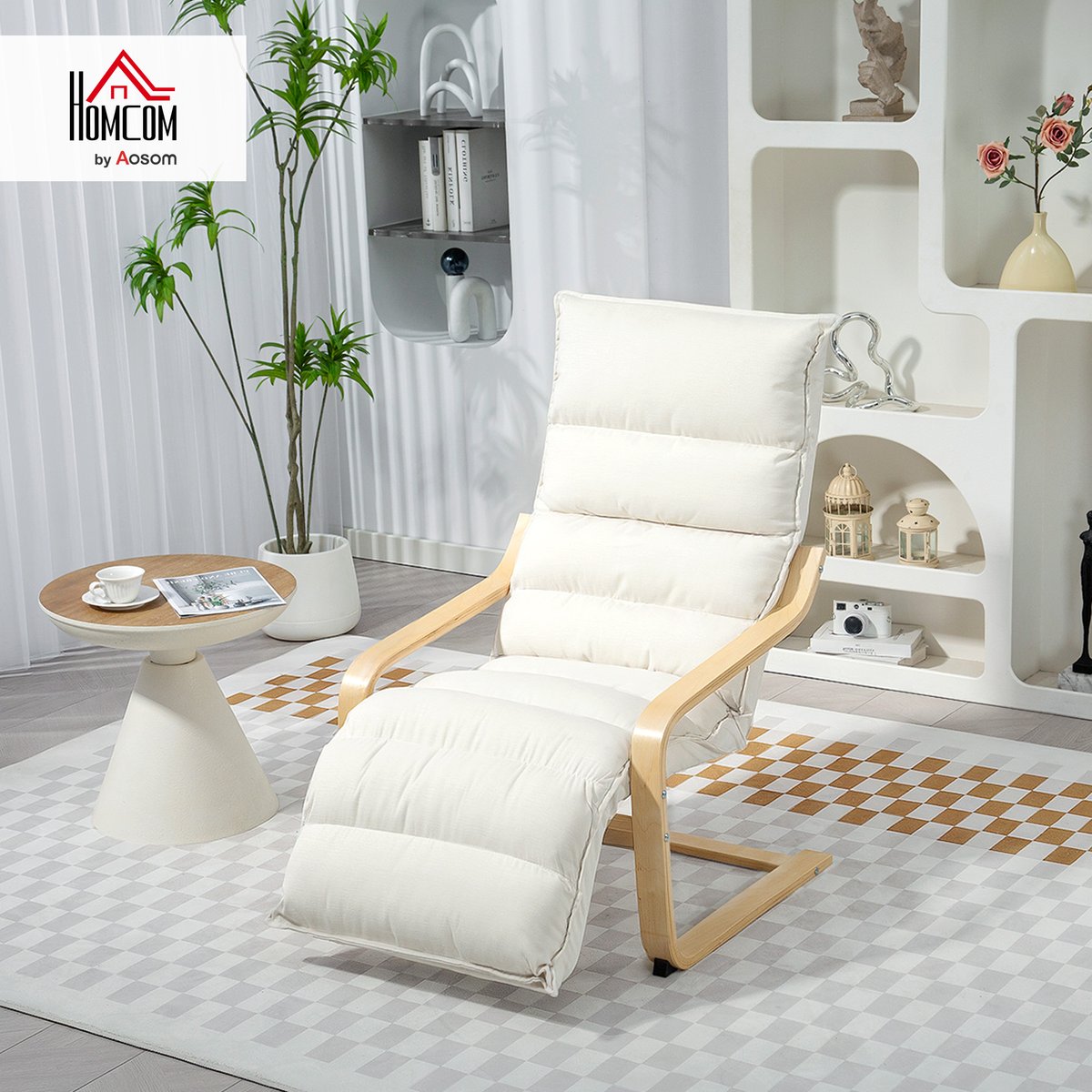 Accent Chair Velours (100 % polyester) Crème crème, HOMCOM